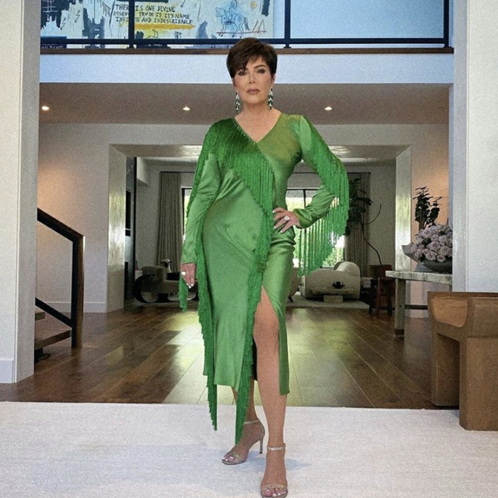 DVF Runway Green Fringe Dress